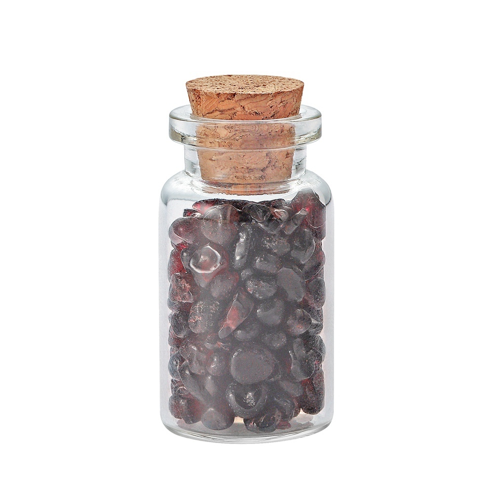 9pcs Mini Glass Wishing Bottles Tumbled Gemstone Crystal Chips Healing Reiki Stones Set