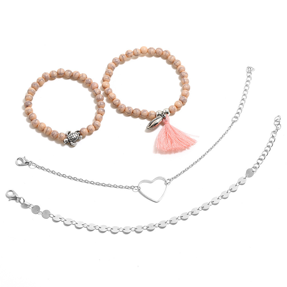 Boho Beaded Bracelets for Women Girls Adjustable Charm Stretch Stack Strand Bangle Bracelets Set 4PCS/LOT