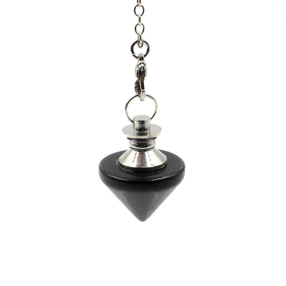 Natural Gemstone Healing Crystal Pendulum for Dowsing Divination Pointed Cone Reiki Chakra Quartz Stone Pendulum Pendant with Chain