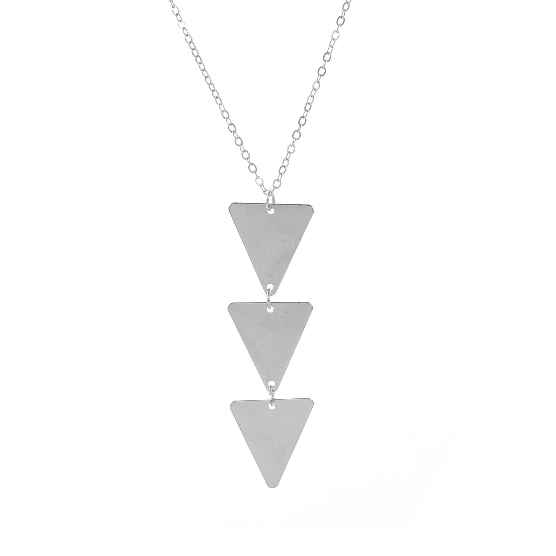 Long Pendant Necklace for Women Simple Three Triangle Geometric Sweater Necklace Charm Necklace Set Punk Jewelry
