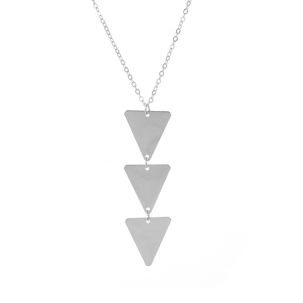 Long Pendant Necklace for Women Simple Three Triangle Geometric Sweater Necklace Charm Necklace Set Punk Jewelry