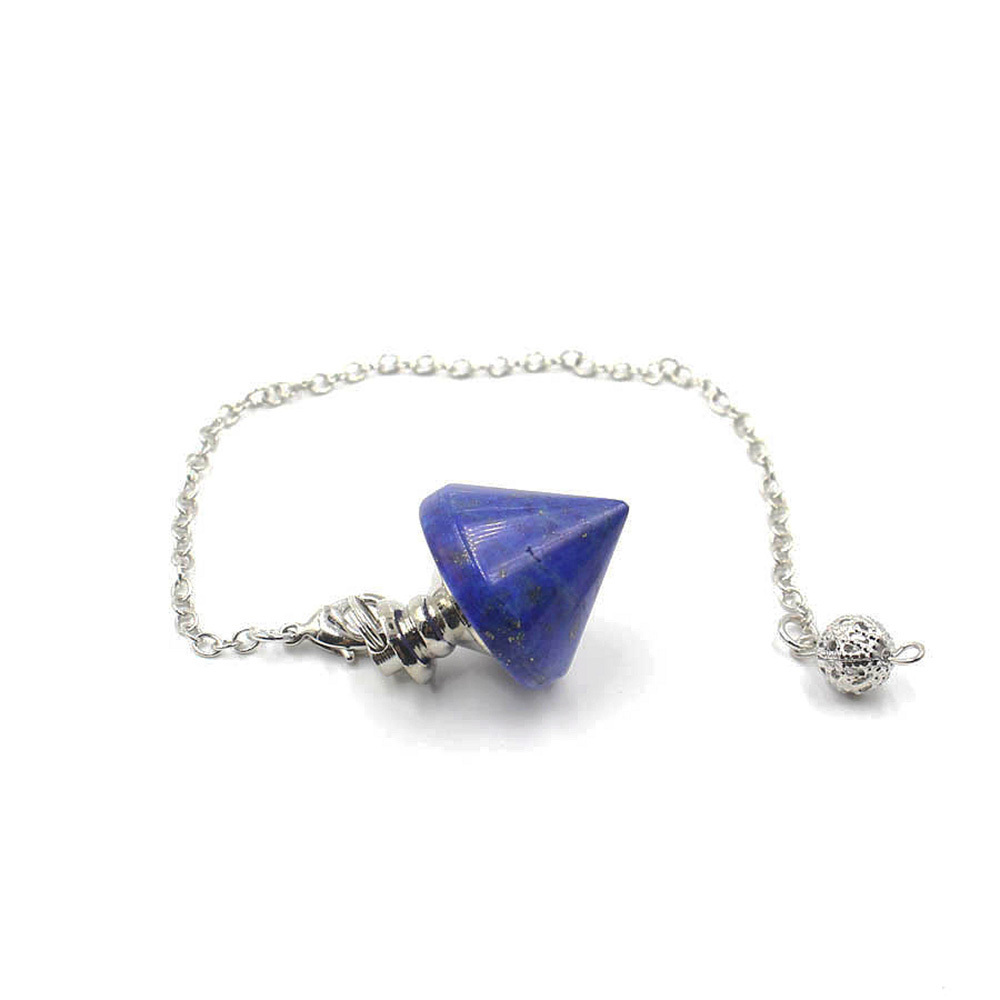 Natural Gemstone Healing Crystal Pendulum for Dowsing Divination Pointed Cone Reiki Chakra Quartz Stone Pendulum Pendant with Chain