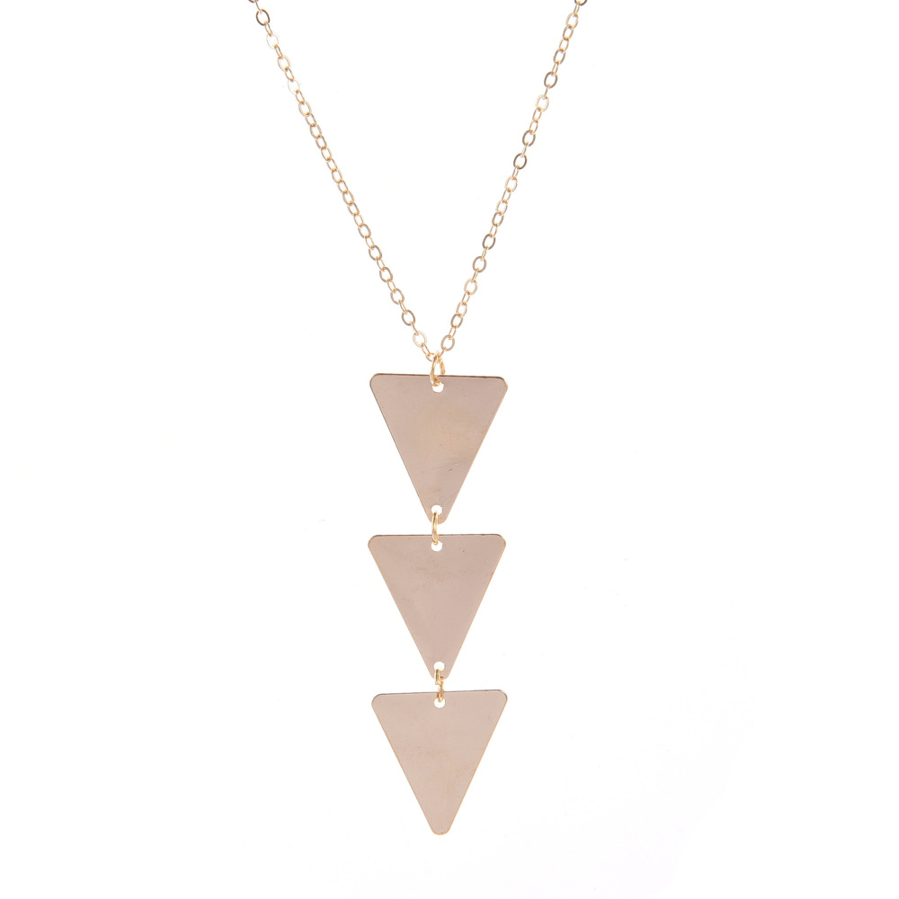 Long Pendant Necklace for Women Simple Three Triangle Geometric Sweater Necklace Charm Necklace Set Punk Jewelry