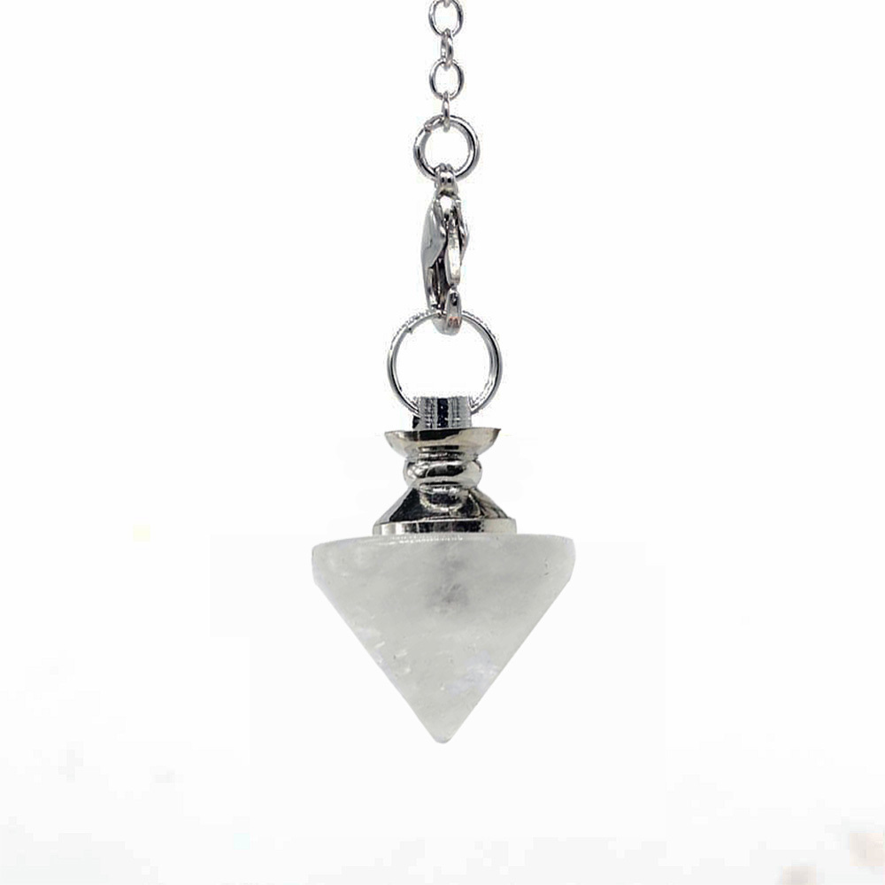 Natural Gemstone Healing Crystal Pendulum for Dowsing Divination Pointed Cone Reiki Chakra Quartz Stone Pendulum Pendant with Chain