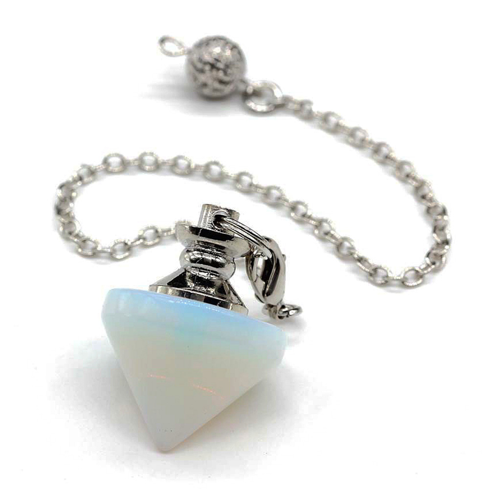 Natural Gemstone Healing Crystal Pendulum for Dowsing Divination Pointed Cone Reiki Chakra Quartz Stone Pendulum Pendant with Chain