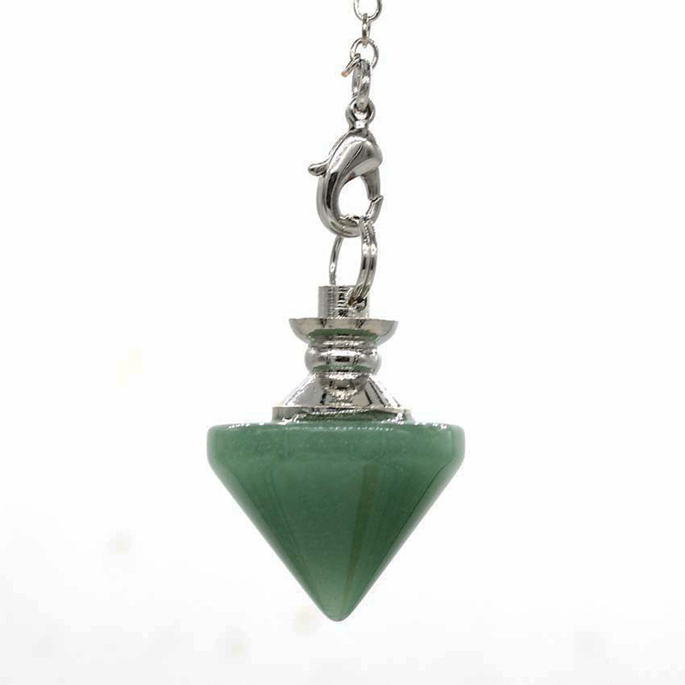 Natural Gemstone Healing Crystal Pendulum for Dowsing Divination Pointed Cone Reiki Chakra Quartz Stone Pendulum Pendant with Chain