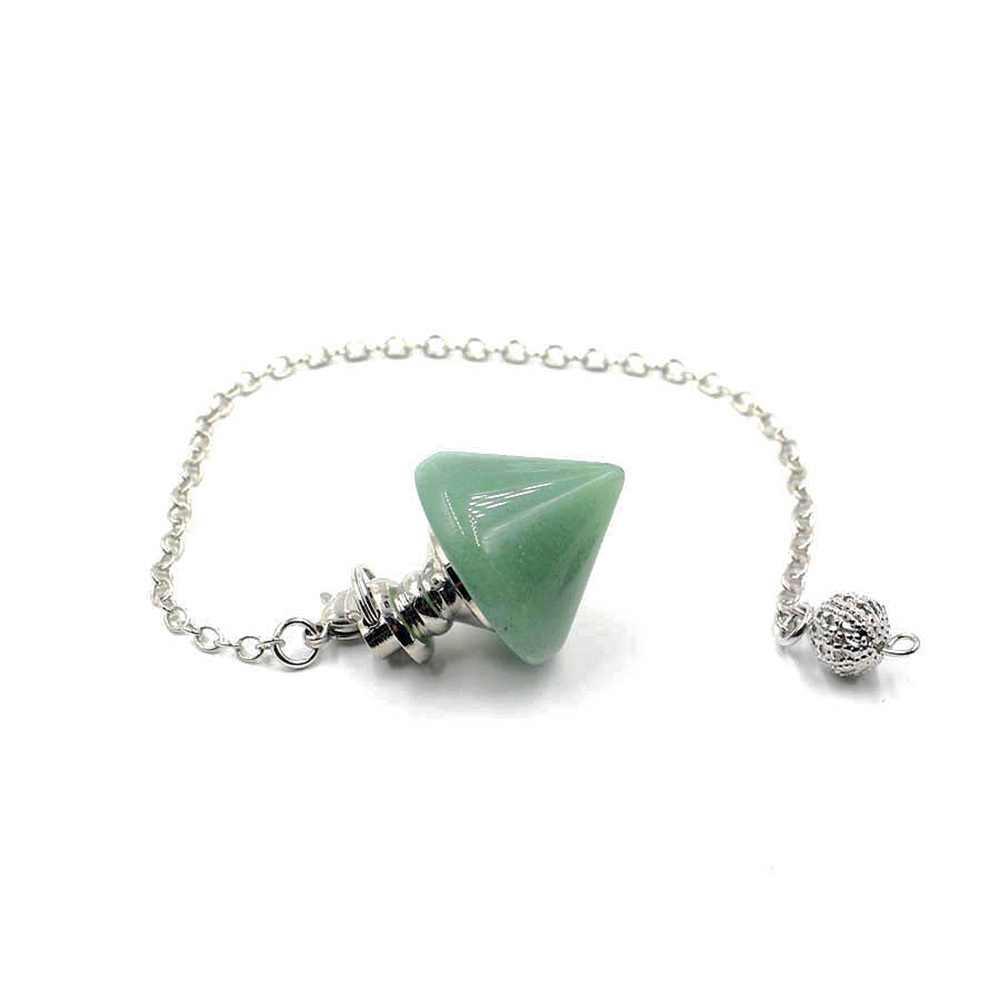 Natural Gemstone Healing Crystal Pendulum for Dowsing Divination Pointed Cone Reiki Chakra Quartz Stone Pendulum Pendant with Chain