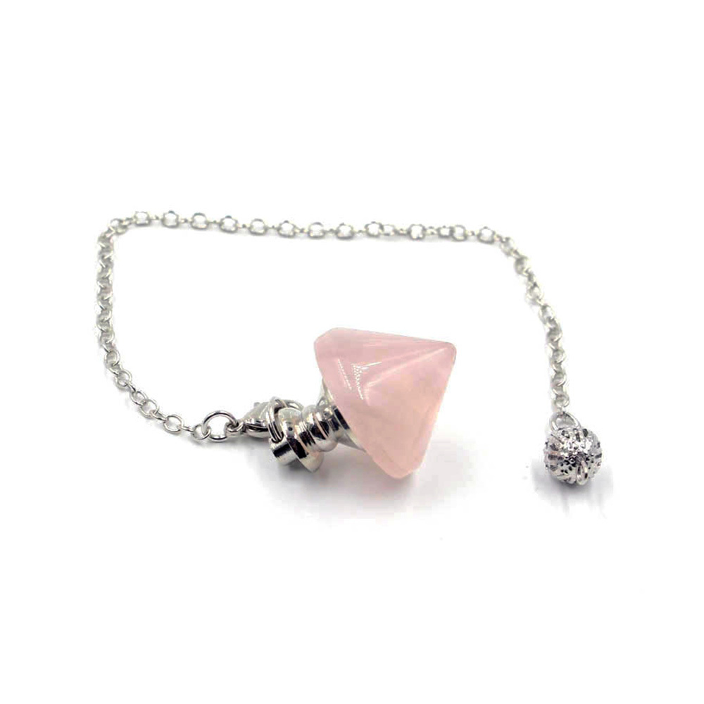 Natural Gemstone Healing Crystal Pendulum for Dowsing Divination Pointed Cone Reiki Chakra Quartz Stone Pendulum Pendant with Chain