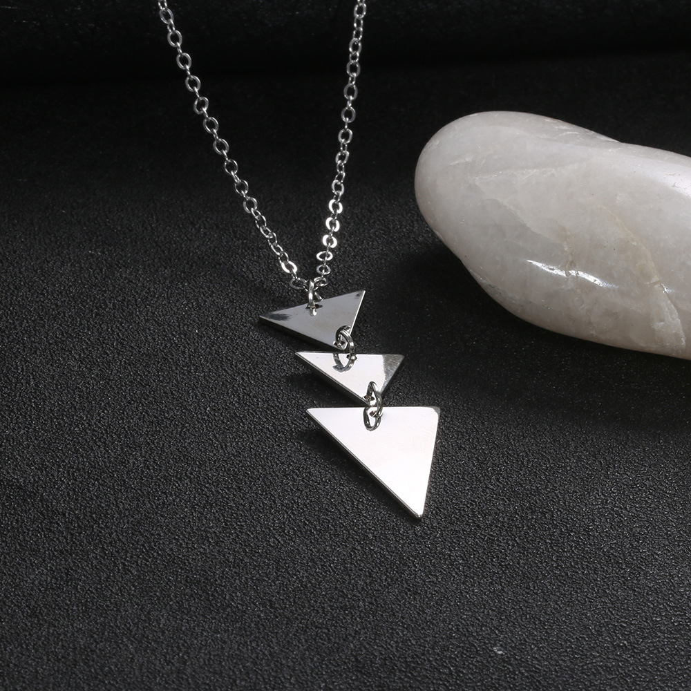 Long Pendant Necklace for Women Simple Three Triangle Geometric Sweater Necklace Charm Necklace Set Punk Jewelry