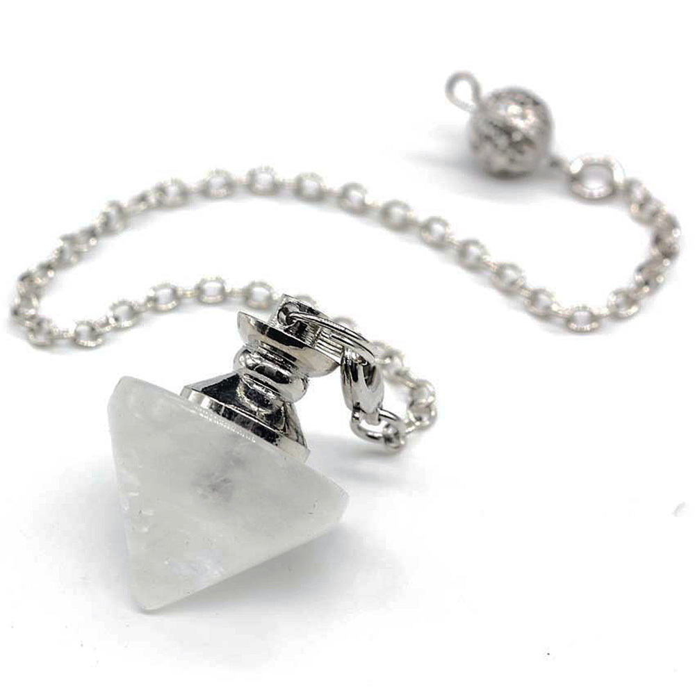 Natural Gemstone Healing Crystal Pendulum for Dowsing Divination Pointed Cone Reiki Chakra Quartz Stone Pendulum Pendant with Chain