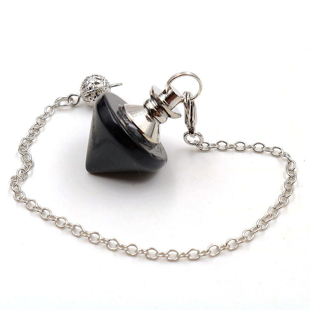 Natural Gemstone Healing Crystal Pendulum for Dowsing Divination Pointed Cone Reiki Chakra Quartz Stone Pendulum Pendant with Chain
