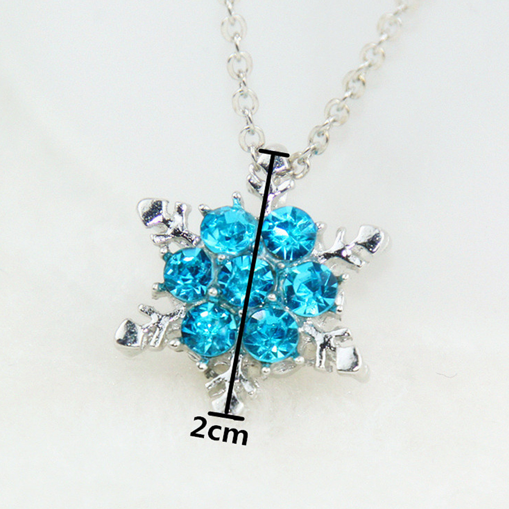 Crystal Snowflake Necklace Pendant Blue Rhinestone Flower Leaf Snow Flake Choker Necklace Frozen Accessories Christmas Necklaces for Women Girls