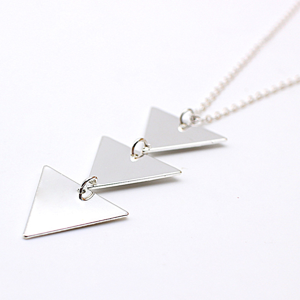 Long Pendant Necklace for Women Simple Three Triangle Geometric Sweater Necklace Charm Necklace Set Punk Jewelry