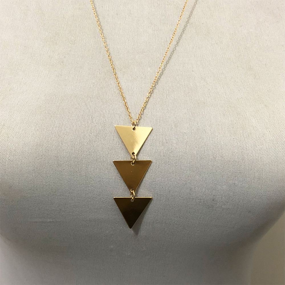 Long Pendant Necklace for Women Simple Three Triangle Geometric Sweater Necklace Charm Necklace Set Punk Jewelry