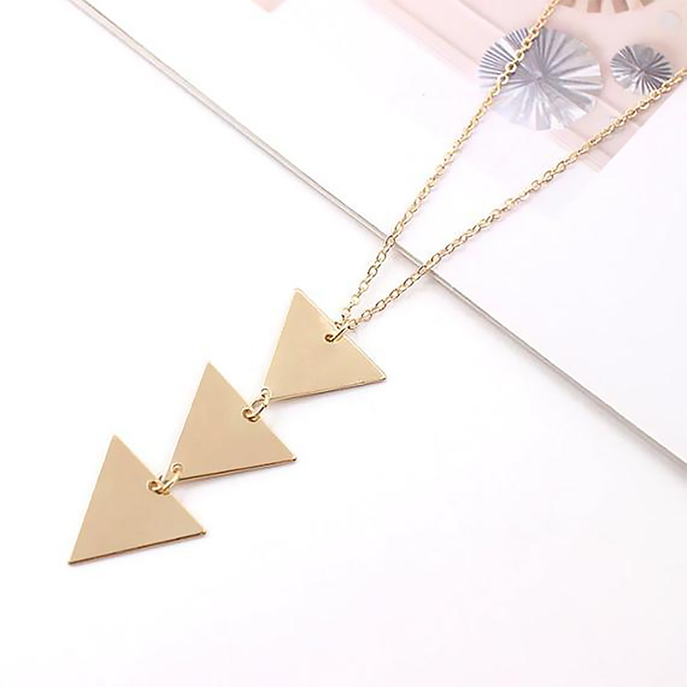 Long Pendant Necklace for Women Simple Three Triangle Geometric Sweater Necklace Charm Necklace Set Punk Jewelry