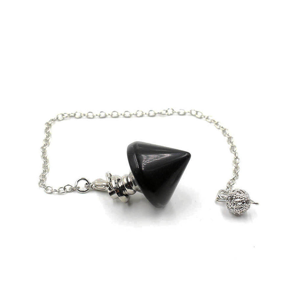 Natural Gemstone Healing Crystal Pendulum for Dowsing Divination Pointed Cone Reiki Chakra Quartz Stone Pendulum Pendant with Chain