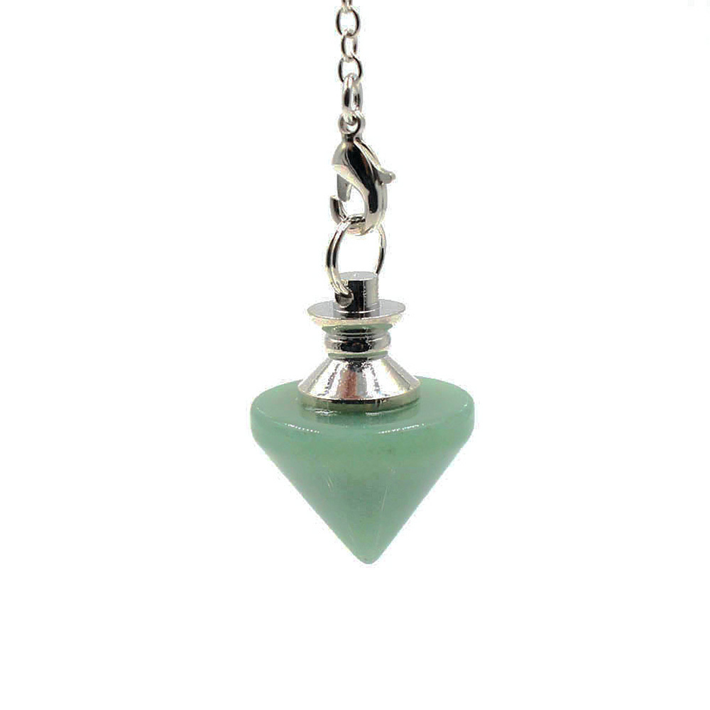 Natural Gemstone Healing Crystal Pendulum for Dowsing Divination Pointed Cone Reiki Chakra Quartz Stone Pendulum Pendant with Chain