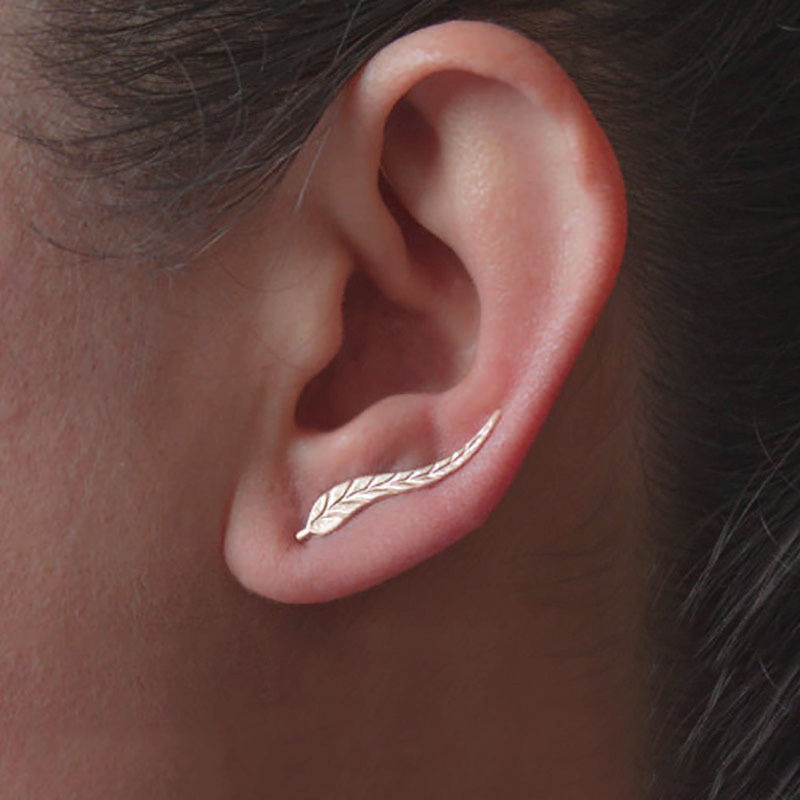 Gold Stud Earrings Dainty Leaf Earrings Charm Minimal Earrings Jewelry for Women and Girls
