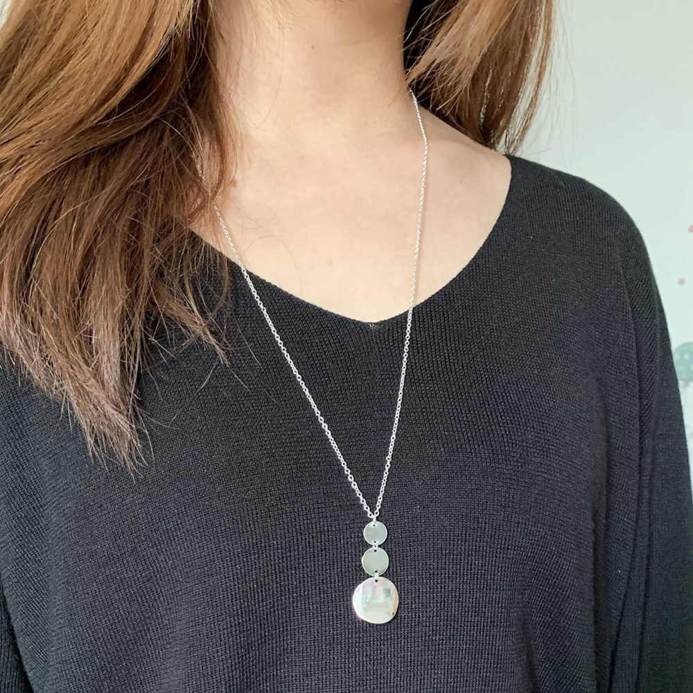 Long Pendant Necklace for Women Simple Three Coin Geometric Sweater Necklace Charm Necklace Set Punk Jewelry