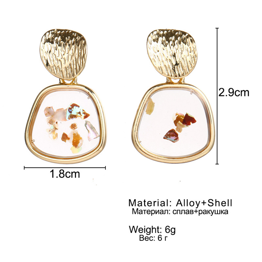Raw Chip Stone Stud Earrings  Gold Alloy Hoop Earrin for women