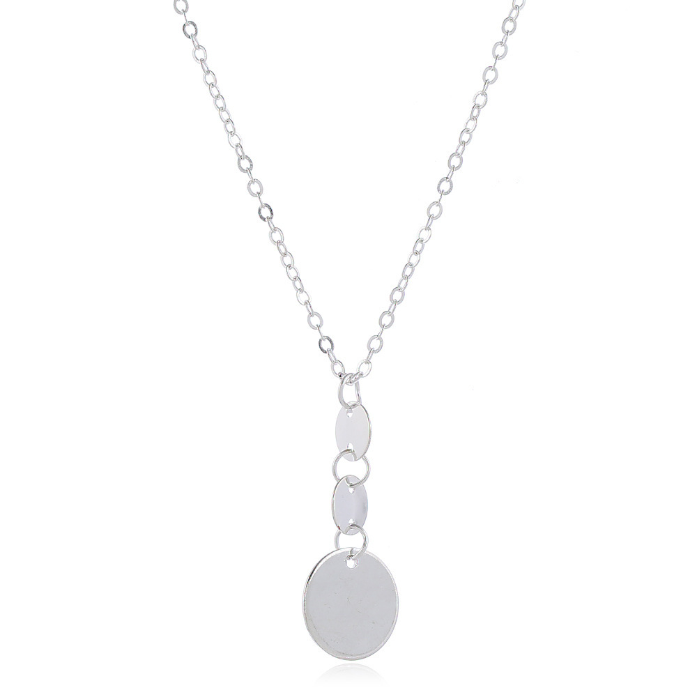 Long Pendant Necklace for Women Simple Three Coin Geometric Sweater Necklace Charm Necklace Set Punk Jewelry