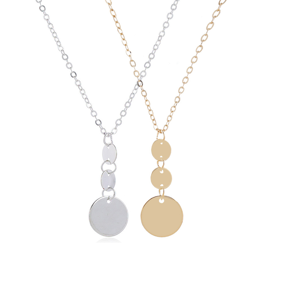 Long Pendant Necklace for Women Simple Three Coin Geometric Sweater Necklace Charm Necklace Set Punk Jewelry