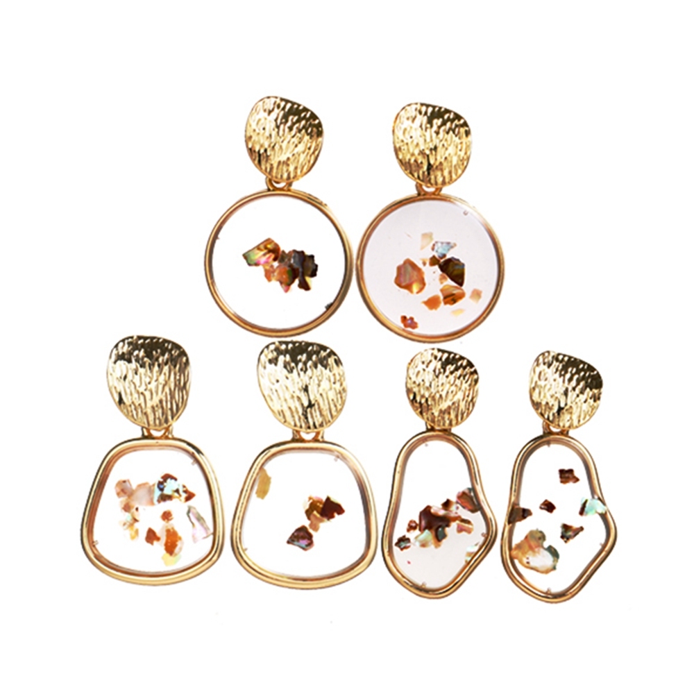Raw Chip Stone Stud Earrings  Gold Alloy Hoop Earrin for women