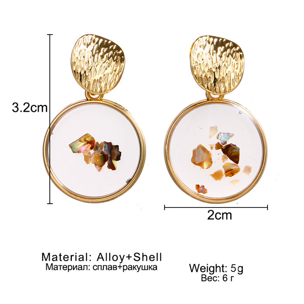 Raw Chip Stone Stud Earrings  Gold Alloy Hoop Earrin for women