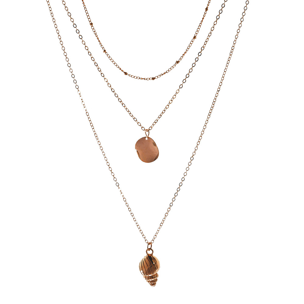 Natural Shell Pendant Necklace for Women Summer Boho Coin Layered Necklace Jewelry Girls Ladies Gift