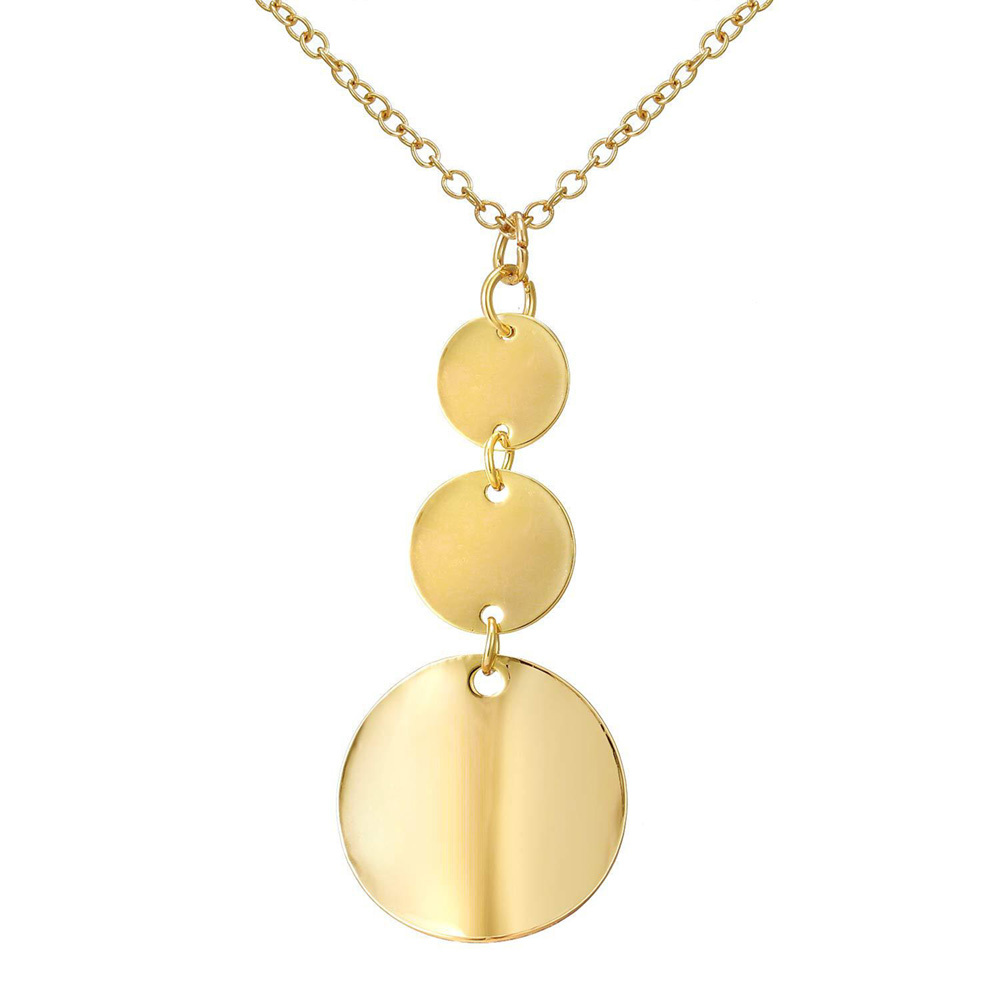 Long Pendant Necklace for Women Simple Three Coin Geometric Sweater Necklace Charm Necklace Set Punk Jewelry