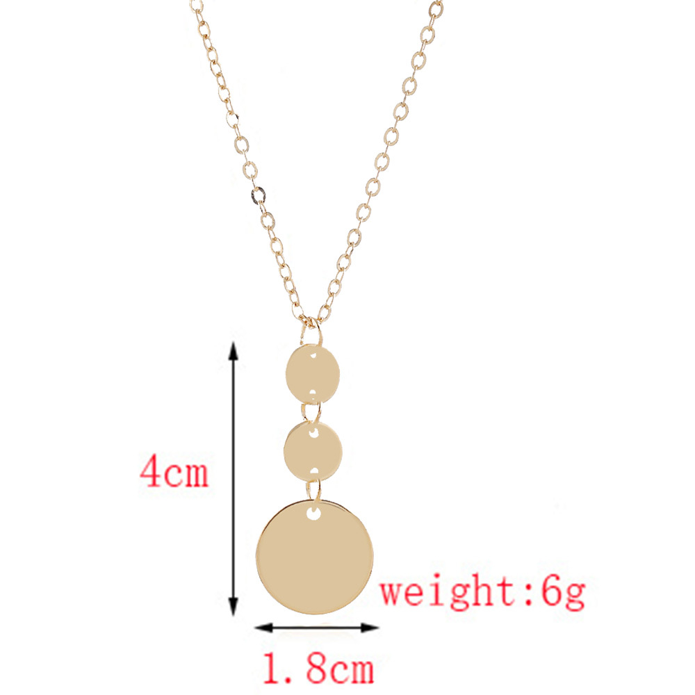 Long Pendant Necklace for Women Simple Three Coin Geometric Sweater Necklace Charm Necklace Set Punk Jewelry