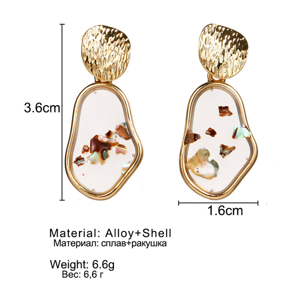 Raw Chip Stone Stud Earrings  Gold Alloy Hoop Earrin for women