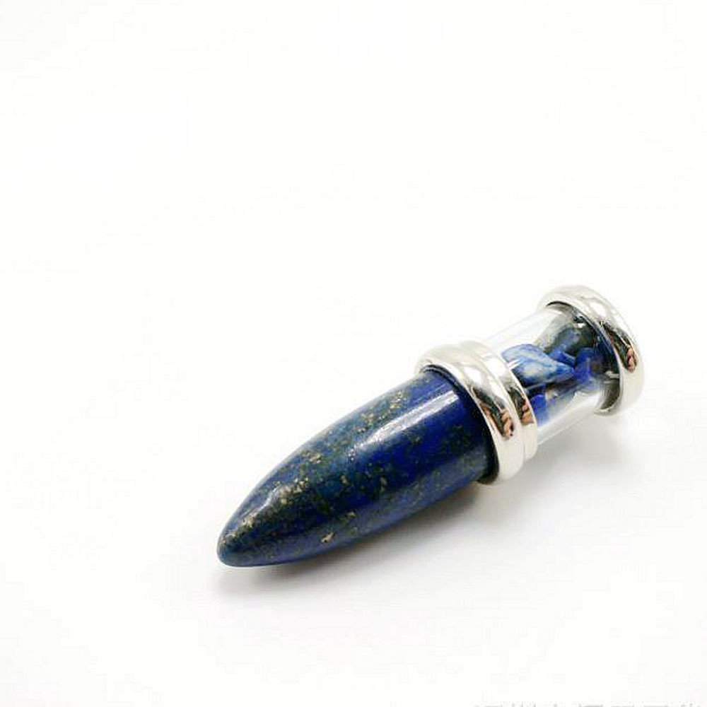 Natural Crystal Point Necklace for Unisex, Chip Stone Wishing Bottle Pendant with Stainless Steel Chain, Bullet Shaped