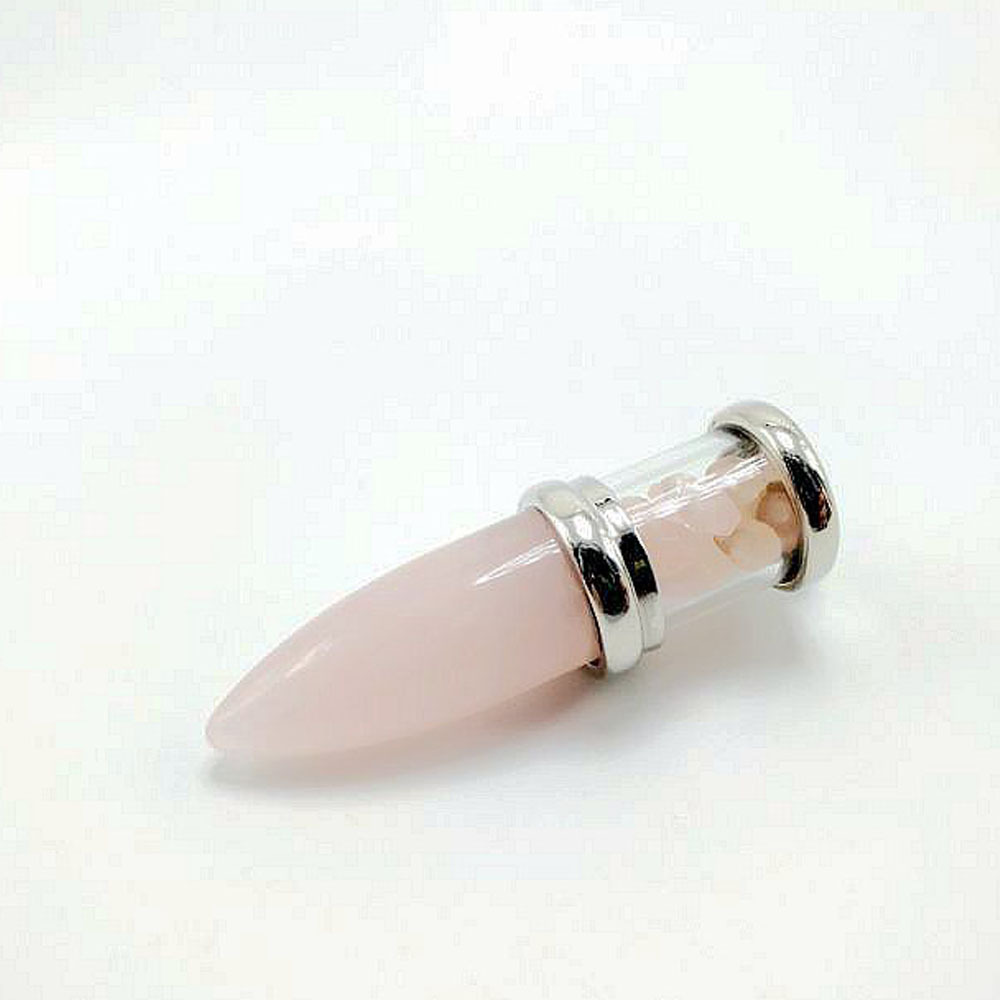 Natural Crystal Point Necklace for Unisex, Chip Stone Wishing Bottle Pendant with Stainless Steel Chain, Bullet Shaped