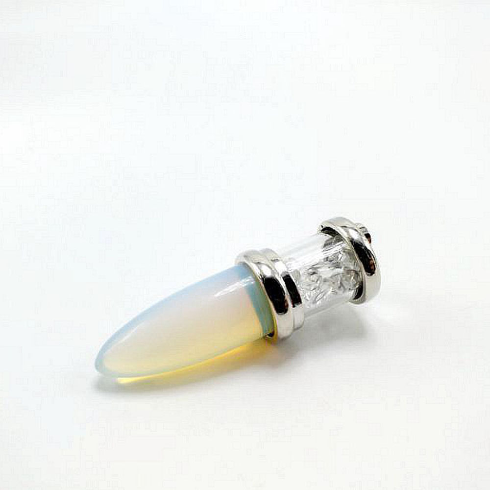 Natural Crystal Point Necklace for Unisex, Chip Stone Wishing Bottle Pendant with Stainless Steel Chain, Bullet Shaped