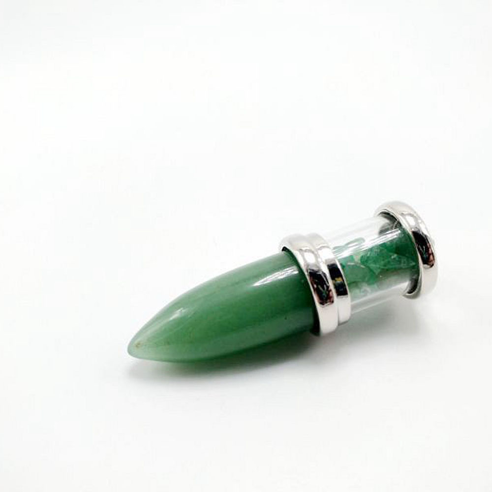 Natural Crystal Point Necklace for Unisex, Chip Stone Wishing Bottle Pendant with Stainless Steel Chain, Bullet Shaped