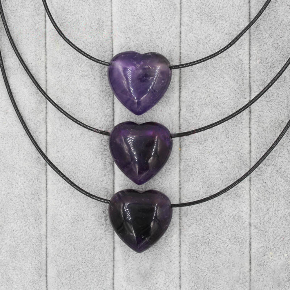 Wire Wrap Raw Amethyst Stone Pendant Necklace Natural Healing Chakra Crystals for Women