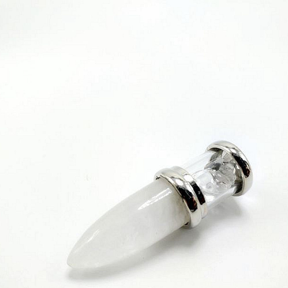 Natural Crystal Point Necklace for Unisex, Chip Stone Wishing Bottle Pendant with Stainless Steel Chain, Bullet Shaped