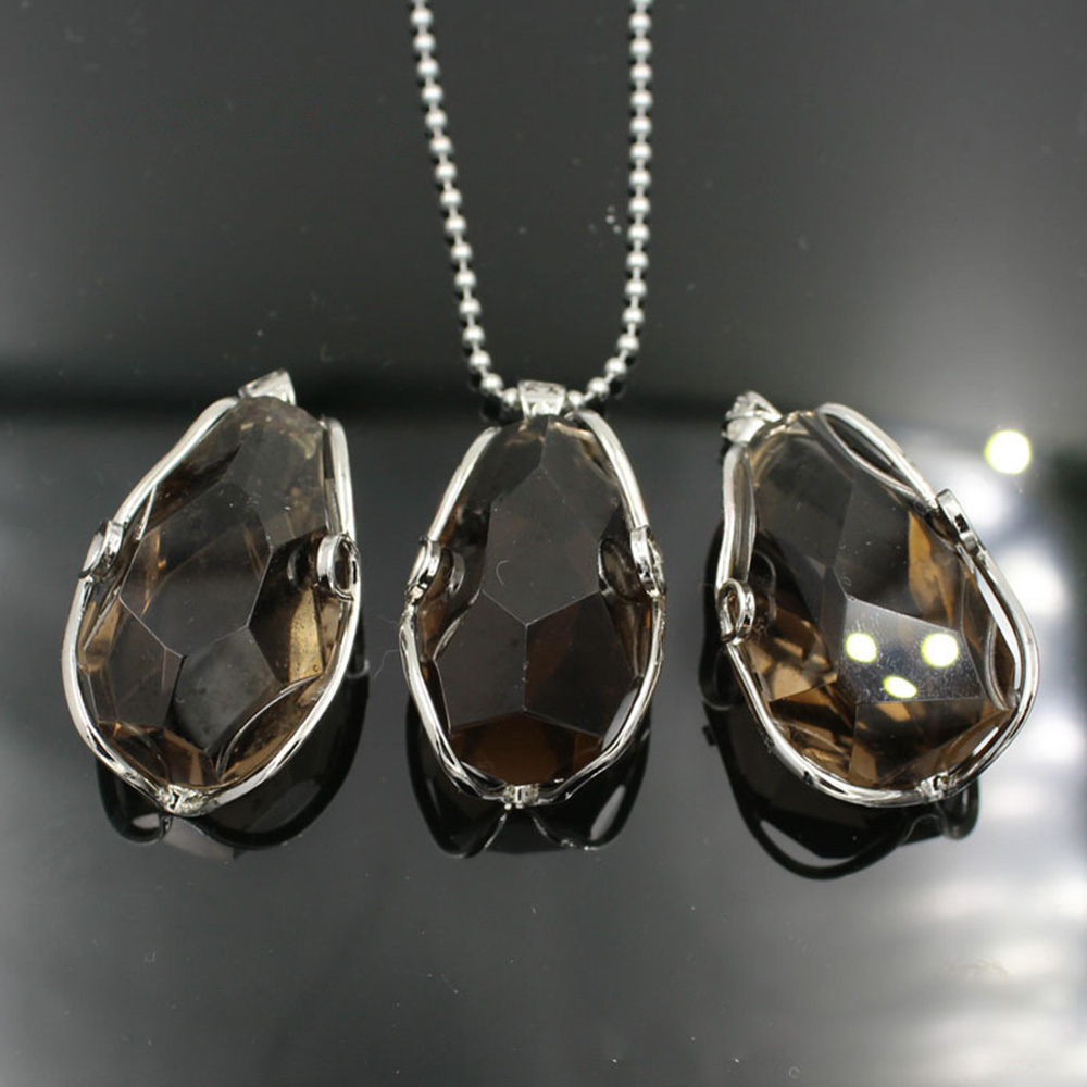 Wire Wrap Raw Amethyst Stone Pendant Necklace Natural Healing Chakra Crystals for Women