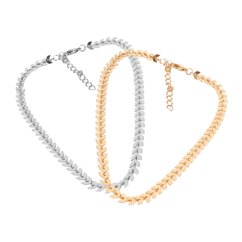 Simple Necklace Double-Layer Fishbone Neck Chain Multi-Layer Collarbone Chain Necklace Clavicle Chain for Women Girls Gift