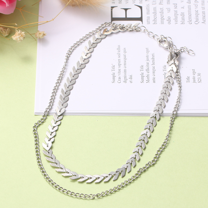 Simple Temperament Necklace Personality Women Multi-Layer Collarbone Fishbone Clavicle Chain Neck Chain