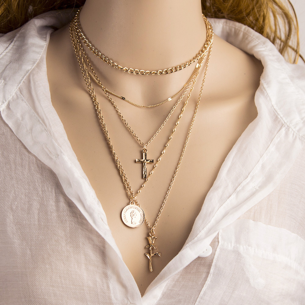 Natural Shell Pendant Necklace for Women Summer Boho Coin Layered Necklace Jewelry Girls Ladies Gift