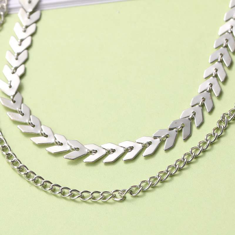 Simple Temperament Necklace Personality Women Multi-Layer Collarbone Fishbone Clavicle Chain Neck Chain