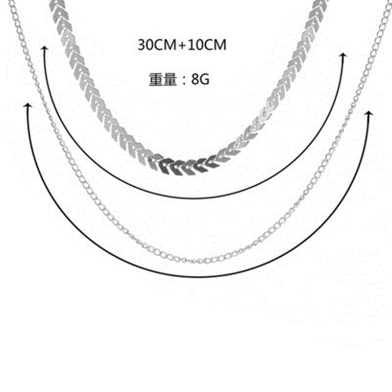 Simple Temperament Necklace Personality Women Multi-Layer Collarbone Fishbone Clavicle Chain Neck Chain
