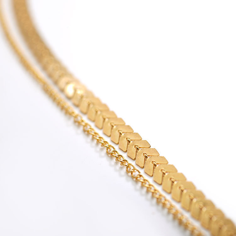 Simple Temperament Necklace Personality Women Multi-Layer Collarbone Fishbone Clavicle Chain Neck Chain