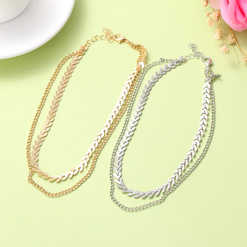 Simple Temperament Necklace Personality Women Multi-Layer Collarbone Fishbone Clavicle Chain Neck Chain