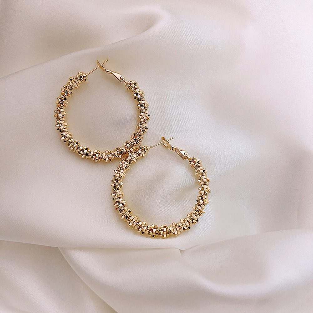 Statement Earrings - Sparkly Crystal Geometric Hexagon, Round Hoops, Vertical Bar, Teardrop Dangles, Shield Disc Drop