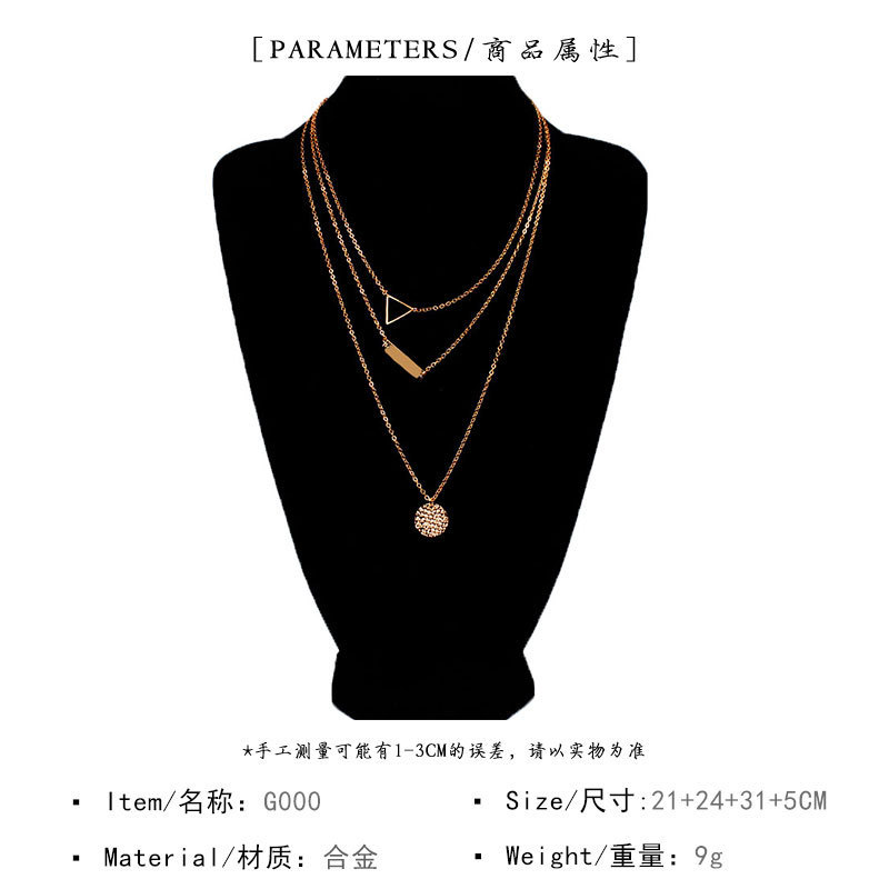Fashion Layered Gold Necklace Coin Symbol Chain Triangle Pendant Multilayered Short Necklaces Jewelry for Women and Girls