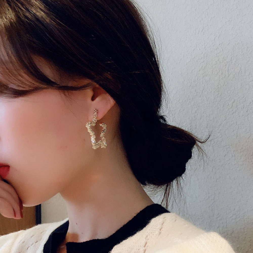 Statement Earrings - Sparkly Crystal Geometric Hexagon, Round Hoops, Vertical Bar, Teardrop Dangles, Shield Disc Drop