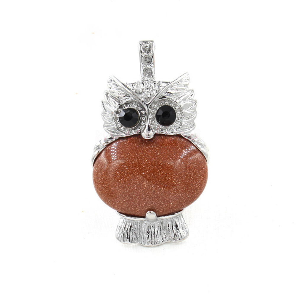 Owl Healing Crystal Stone Pendant Necklace Reiki Spiritual Energy Gemstone Quartz Jewelry Gift for Women Girls